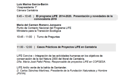 (Español) Presentamos el proyecto CONVIVE LIFE y sus principales actuaciones en la “Jornada Informativa sobre la convocatoria LIFE 2019” organizada por la Cámara de Comercio de Cantabria